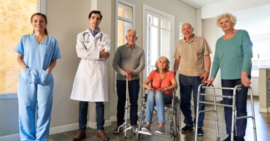 patients and professionals in nursing home