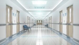 Empty hospital hallway