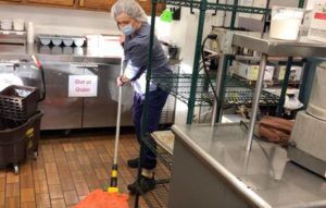Woman working at a fast food restaurant